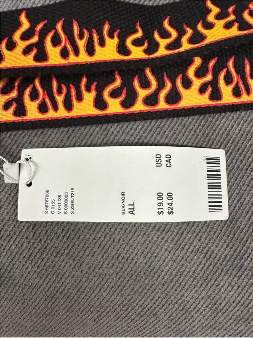 Flame fire belt nylon Urban outfitters one size